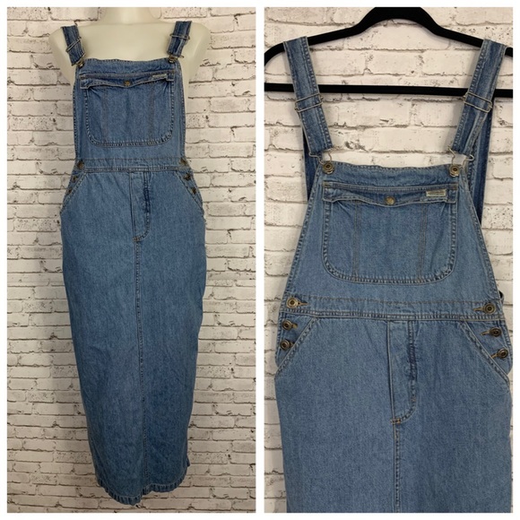 UNIONBAY Dresses & Skirts - VINTAGE 90s Union Bay Denim Overall Midi Length Dress~Size M